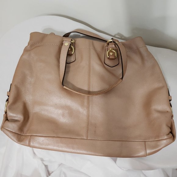 NWOT Authentic Coach Bronze/Lavender Leather Convertible Satchel - Picture 2 of 7